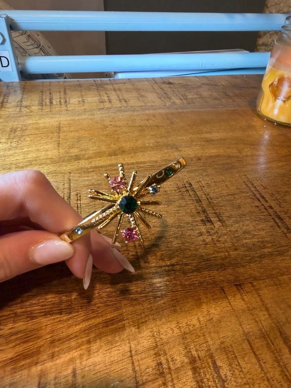 Talbots Gold-Tone Starburst Cuff Bracelet with Multicolored Rhinestones